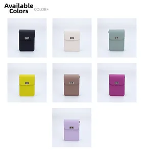 Available colors of minimalist crossbody bags featuring cross-grain leather and metal locks