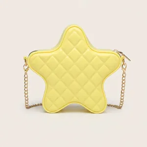 Sac Bandoulière Jelly en PVC Matelassé en Forme d'Étoile pour Femmes Motif Treillis Chaîne en Or Sac à Épaule Mode Été