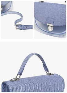 Détails de la texture en tissu bleu et blanc avec boucles métalliques et finitions PVC