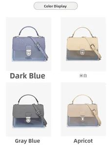 Color display of stylish jelly crossbody bags in dark blue, beige, grey and apricot