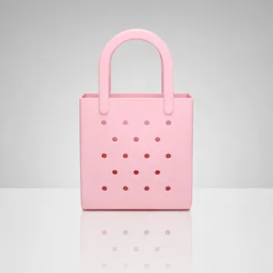 Damen DIY Ausgehöhlt PVC Gelee Handtasche Macaron Farbe Tragbare Strandtasche Minimalistische Wasserdichte Kleine Tote Aufbewahrungstasche