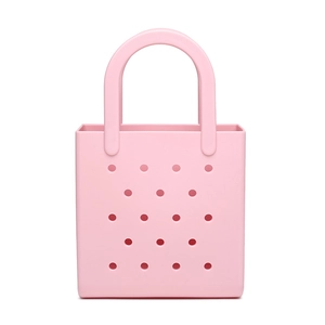 Women DIY Hollow Out PVC Jelly Handbag Macaron Color Portable Beach Bag Minimalist Waterproof Small Tote Storage Bag