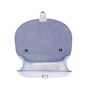 Sacoche selle bleu clair translucide à la mode avec boucle métallique argentée et sangle