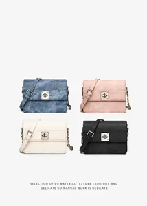 Detailansicht gesteppter Umhängetaschen in Blau, Rosa, Creme und Schwarz aus PU-Leder