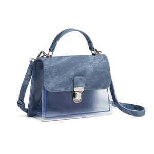 Bolso bandolera de moda en denim y PVC transparente con cierre metálico y asa superior