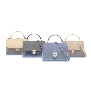 Transparent PVC crossbody handbags in four colors with metallic buckle and shoulder strap