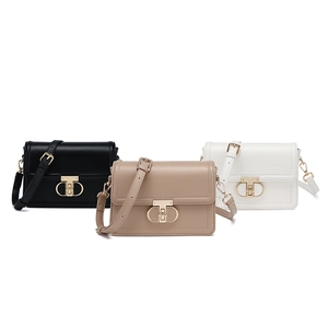 Chic PU leather mini crossbody bags in black, beige and white with gold T-shaped clasp
