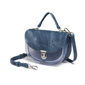 2024 Nuevo Moda Mujer Transparente Denim Patchwork Bolso de Sillín Elegante Pequeño Bolso de Bandolera Bolso de Mano Versátil