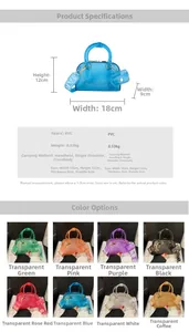 Specifiche delle dimensioni e opzioni di colore per la borsa a tracolla in PVC jelly