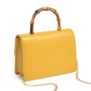 Bolso de Mano Retro de Cuero PU para Mujer Vintage con Asa de Bambú Bolso Cuadrado Elegante Cadena de Metal Bolso Bandolera Retro