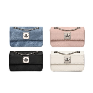 Chic quilted denim and leather mini crossbody chain bags in four versatile colors