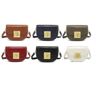 Bolsos de silla retro en cuero PU con patrón de cocodrilo y hebillas doradas en seis colores