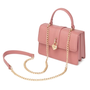 Bolso de Mano de Cuero PU de Moda Cierre de Corazón Cadena Bandolera Vintage Elegante Asa Superior Mujer Diario