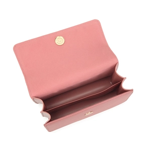 Bolso de hombro de cuero PU rosa con cadena de cierre de corazón y doble sección