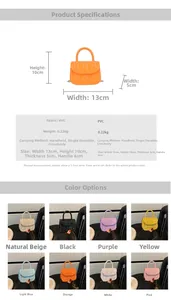 Detailed view of mini rabbit crossbody bags showing dimensions and multi-color options