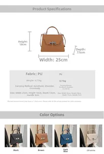 Spécifications détaillées de taille et tableau des matériaux pour sac en cuir PU