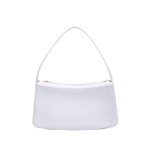 Bolso de hombro blanco minimalista en charol brillante con cierre de cremallera superior