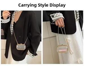 Carrying styles of transparent acrylic mini bag with gold chain strap and metal frame