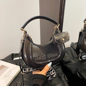 Marc Eliza Transparent Jelly Crescent Bag Women PVC Clear Hobo Bag With Wide Letter Strap And Mini Purse Crossbody Bag