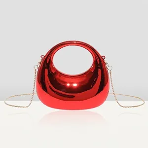 Fashion Candy Color Acrylic Box Bag For Women Mirror Electroplated Crossbody Bag Gold Chain Shoulder Underarm Purse Party Bag