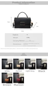 Detailed size specifications and material chart for the litchi pattern women handbag