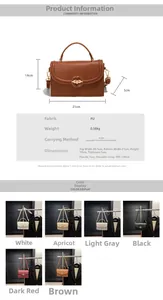Spécifications de taille et options de couleur pour le sac bandoulière chic en cuir PU
