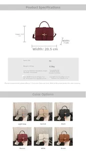 Detailed size chart and specifications for the vintage litchi pattern women handbag
