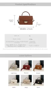 Guide des tailles détaillé et spécifications pour le sac à main en PU à grain litchi