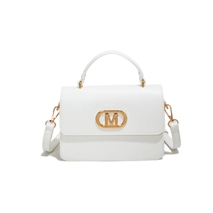 Bolso bandolera blanco de piel sintética con hebilla dorada M y asa de estilo minimalista