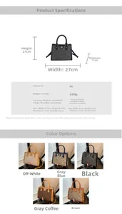 Spécifications de taille et options de couleur pour le sac Boston monogramme