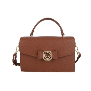 Sac à main en cuir marron avec nœud vintage et boucle dorée pour la mode automne 2025