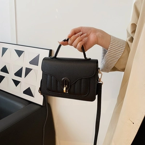 Petit Sac Carré en Cuir PU Rétro pour Femmes Motif Litchi Mode Coréenne Sac à Main Bandoulière 2025 Tendance Navette