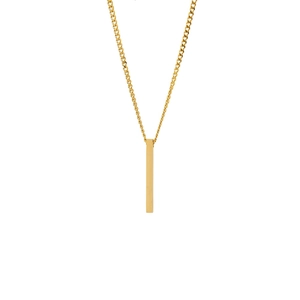 Collier avec pendentif barre rectangulaire dorée polie en acier inoxydable au style minimaliste