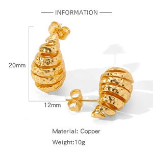 Detaillierte Größenangaben zu 20mm goldenen Spiralohrringen mit gehämmerter Kupfertextur