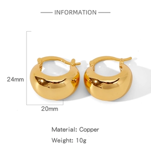Polished gold drop earrings in copper measuring 24mm by 20mm with a 10g weight
