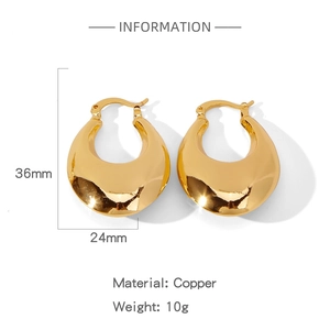 Detailed size and weight information for these elegant golden copper hoop earrings
