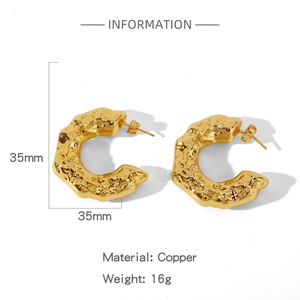 Größentabelle für 35mm goldene gehämmerte Kupferohrringe mit Angabe von 16g Gewicht