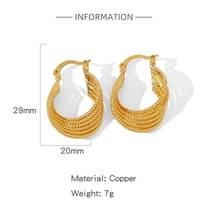 Detaillierte Größentabelle für gedrehte goldene Tropfenohrringe mit 29mm Höhe
