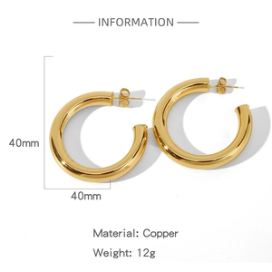 Polierte 40-mm-Kupfer-Creolen mit 12 g Gewicht und Schmetterlingsverschluss