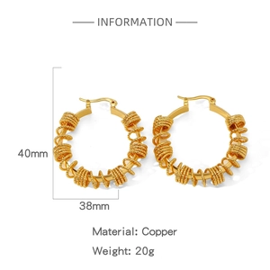 Spécifications de taille pour les boucles d'oreilles créoles dorées en cuivre