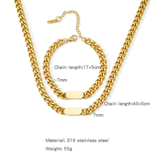Specifiche tecniche dettagliate per set catena e bracciale Cuban in oro acciaio 316