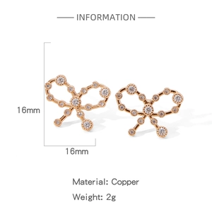 Détails des boucles d'oreilles papillon 16mm en cuivre rose doré avec pierres serties