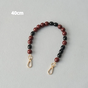 Fashionable red and black acrylic bead chain with gold lobster clasp 40cm long strap