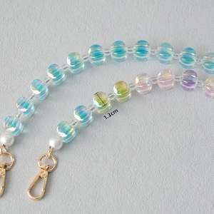 Colorful acrylic bead chain with 1.3cm AB pearls and golden lobster clasps for bags