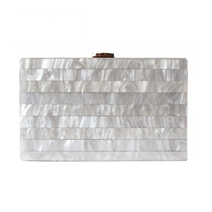 Women Luxury Acrylic Marble Pattern Clutch Bag Elegant Artificial Pearl Texture Evening Handbag With Chain Strap For Wedding Party