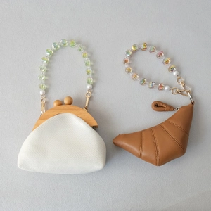 Chic shell and croissant bags with colorful acrylic bead handles and snake skin texture