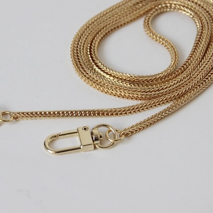 Golden 3mm flat snake bone metal chain strap for women's bags with lobster clasps