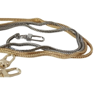 Golden and silver 3mm flat snake chain strap for handbags with shiny metal lobster clasps