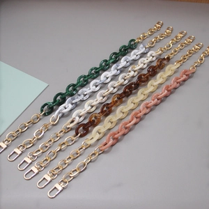 Acrylic Resin Marble Pattern Bag Strap For Women Handmade Chunky Chain Replacement Shoulder Strap Metal Accessories