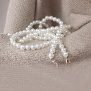 Women Fashion Faux Artificial Pearl Bag Strap Elegant White Beaded Chain Replacement For Handbag Shoulder Crossbody Bag Accessory